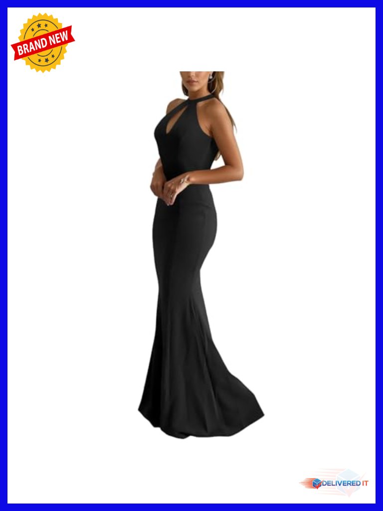 Halter Neck Sleeveless Backless Mermaid Maxi Formal Dress Bridesmaid